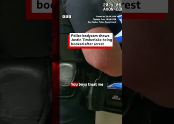 Police bodycam shows Justin Timberlake being booked by police. #JustinTimberlake #BBCNews