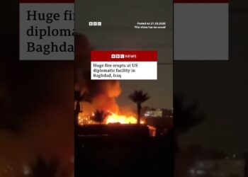 Huge fire erupts at US diplomatic facility in Baghdad, Iraq. #US #Iran #Iraq #Baghdad #BBCNews