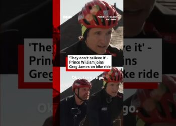 Prince William joins BBC Radio 1’s Greg James on bike ride challenge for Comic Relief. #BBCNews