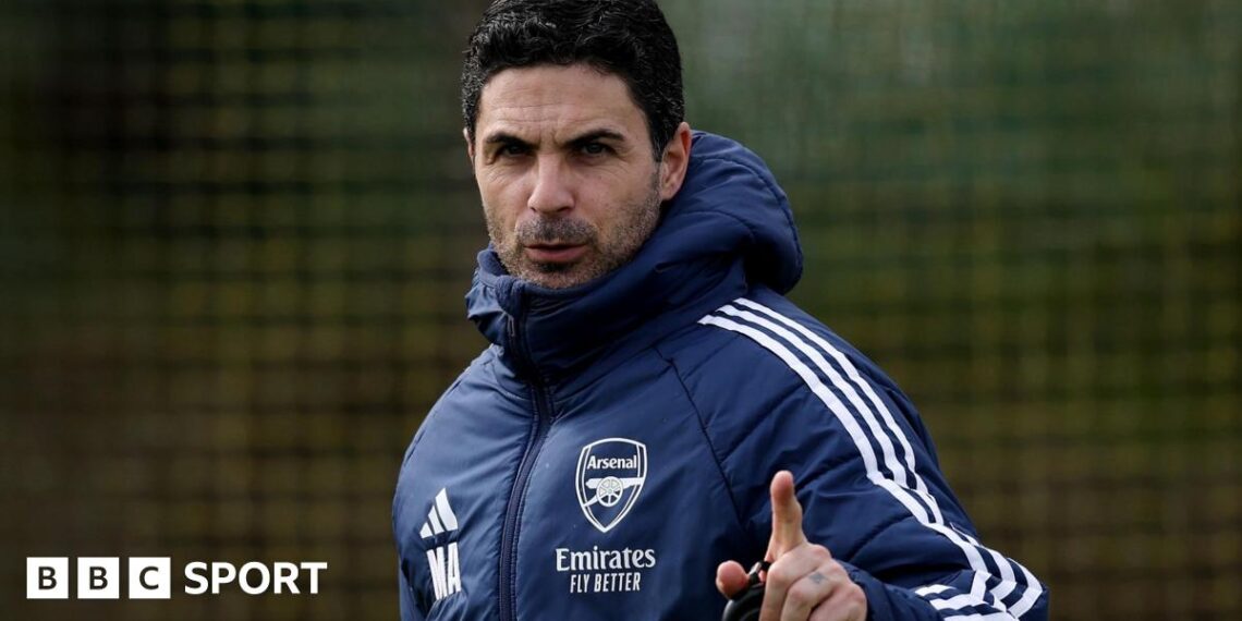 Mikel Arteta during Arsenal training