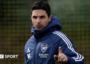 Mikel Arteta during Arsenal training
