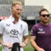 England captain Ben Stokes and coach Brendon McCullum before the first Ashes Test in Perth