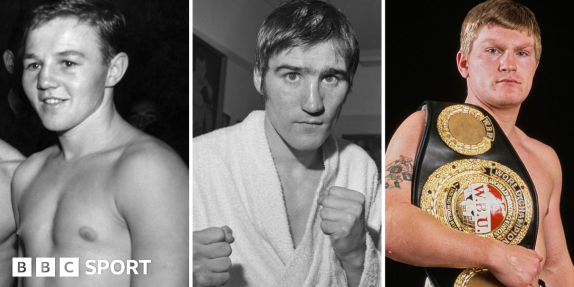 A split picture of Terry Spinks, Jimmy Review and Ricky Hatton during their boxing careers