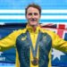 Cameron McEvoy celebrates winning gold at the 2024 Paris Olympics
