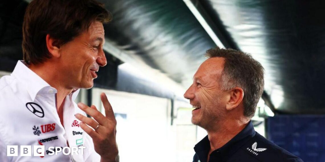 Toto Wolff and Christian Horner laugh