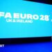 The Euro 2028 trophy, the Henri Delaunay Cup, is pictured ahead the launch event of the football tournament