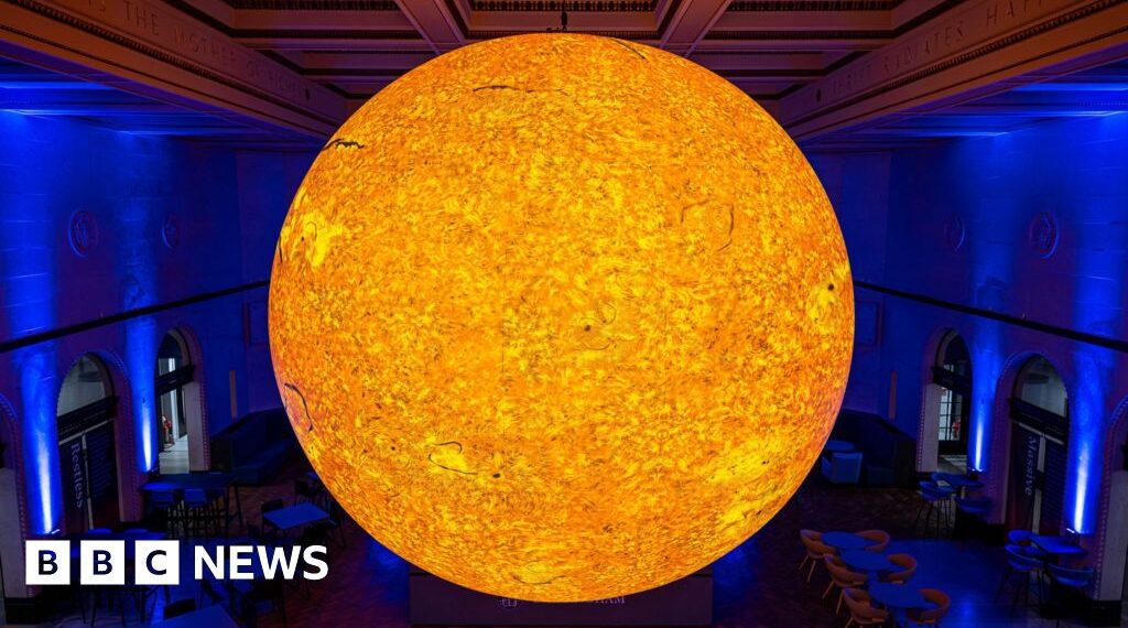 Giant glowing sun sculpture goes on show in Birmingham
