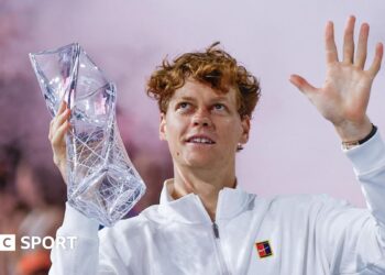 Jannik Sinner celebrates winning the Miami Open