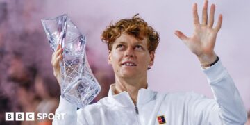 Jannik Sinner celebrates winning the Miami Open