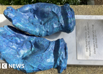 PPE sculpture for Cornwall hospital marks Covid anniversary