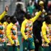 Senegal's players parade the Africa Cup of Nations trophy