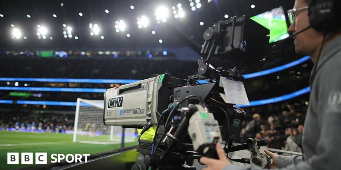 A television camera during the Premier League match between Tottenham Hotspur and Wolverhampton Wanderers