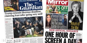 The Papers:  'Trump extends Hormuz deadline' and 'One hour of screen a day'