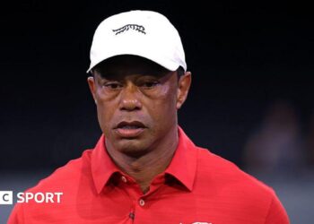 Tiger Woods in action at the TGL Indoor finals