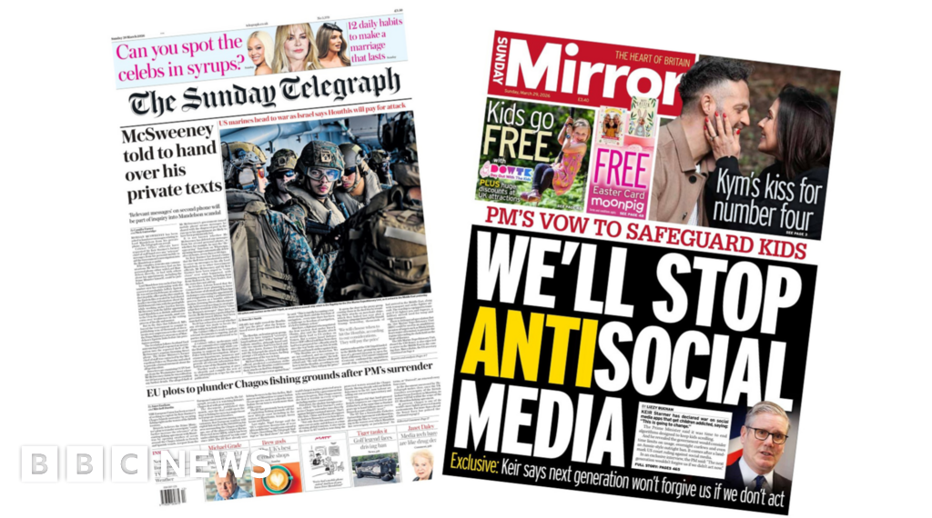 'US marines head to war' and 'We'll stop antisocial media'