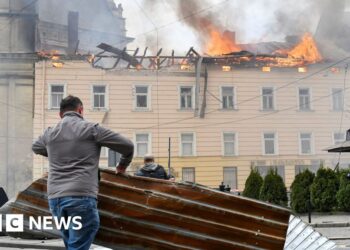 Ukraine Unesco site damaged as Russia launches 400 drones in unusual daytime attack