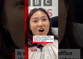 People in Japan compete in office chair races. #Japan #BBCNews