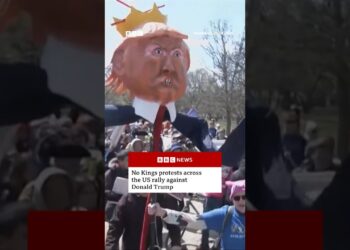 No Kings protesters across the US rally against Donald Trump. #NoKings #US #BBCNews