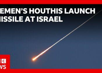 Yemen’s Iran-backed Houthis launch missile at Israel for first time since war began | BBC News