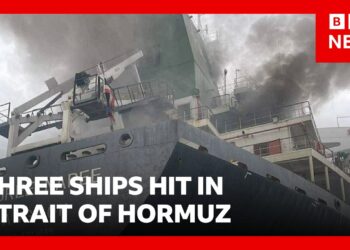Three commercial ships damaged by ‘unknown projectors’ in Strait of Hormuz | BBC News
