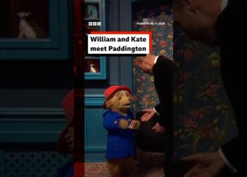 William and Kate meet Paddington Bear. #Paddington #PrinceWIlliam #BBCNews