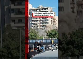 Building collapses in Beirut after Israeli strike on the Lebanese capital. #Lebanon #BBCNews
