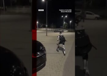 The humanoid robot, known as Edward Warchocki, was filmed chasing boars in Warsaw, Poland. #BBCNews