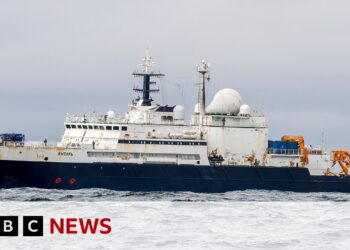 Russian spy ship on edge of UK waters, defence secretary says | BBC News