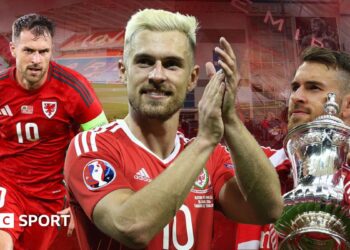 Aaron Ramsey in action for Wales and Arsenal through the years