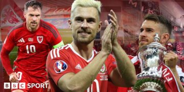 Aaron Ramsey in action for Wales and Arsenal through the years