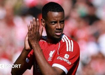 Alexander Isak celebrates after scoring for Liverpool against Crystal Palace