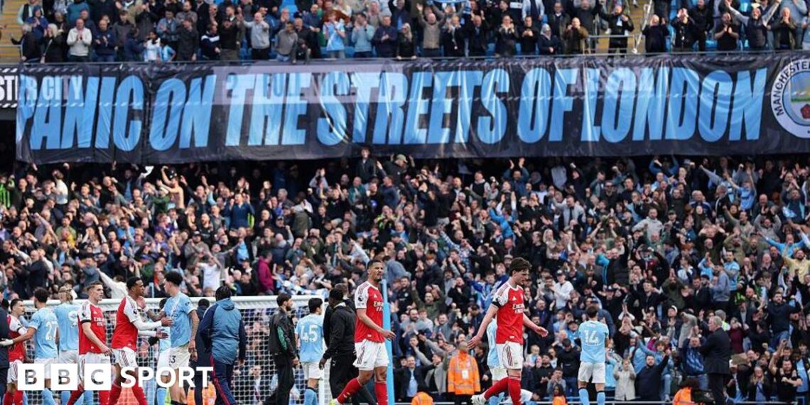 The message sent by Manchester City's fans to Arsenal after their vital victory at Etihad Stadium