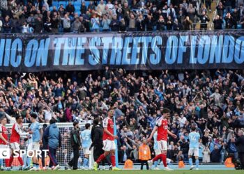 The message sent by Manchester City's fans to Arsenal after their vital victory at Etihad Stadium
