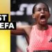 Tigst Assefa celebrates London Marathon win with eyes closed, mouth open and arms outstretched