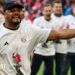 Bayern Munich players line up to celebrate winning the Bundesliga title
