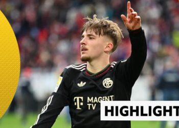 Bayern Munich's Karl celebrates a goal against SC Freiburg
