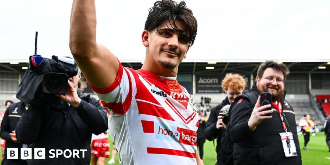 Bill Leyland celebrates following St Helens' win against Wigan Warriors