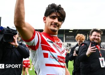Bill Leyland celebrates following St Helens' win against Wigan Warriors