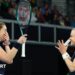 Jodie Burrage (left) and Harriet Dart (right) celebrate their win over Australia