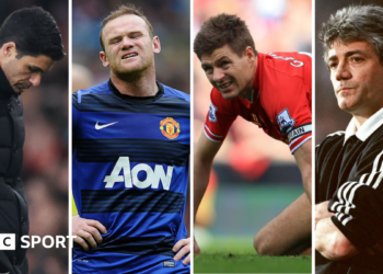 A graphic depicting Steven Gerrard, Mikel Arteta and Kevin Keegan