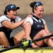 Oxford's Kyra Delray and Esther Briz Zamorano celebrate after victory in the women's Boat Race