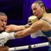Chantelle Cameron lands a punch on Michaela Kotaskova
