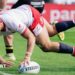 Hull KR's Mikey Lewis scores a try against York Knights