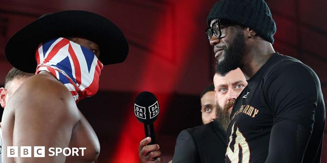 Split image of Lauren Price with her world titles and Deontay Wilder and Derek Chisora facing off