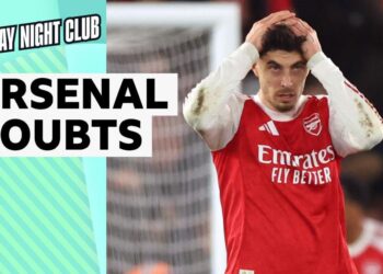 Kai Havertz holds his head next to the caption, 'Arsenal doubts'.