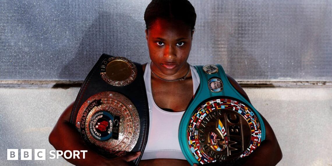 Caroline Dubois poses with her WBC lightweight title