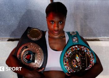 Caroline Dubois poses with her WBC lightweight title
