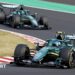Aston Martin's Fernando Alonso ahead of team-mate Lance Stroll during the Japanese Grand Prix