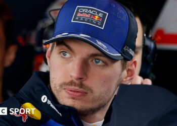 Max Verstappen pictured in the Red Bull garage at the 2026 Japanese Grand Prix