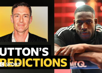 A picture of Chris Sutton with wording next to it that says BBC Sport columnist Chris Sutton